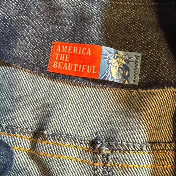 VTG America The Beautiful Denim Jacket Womens Size 8 Two Button Jean Blazer Blue - Picture 8 of 9